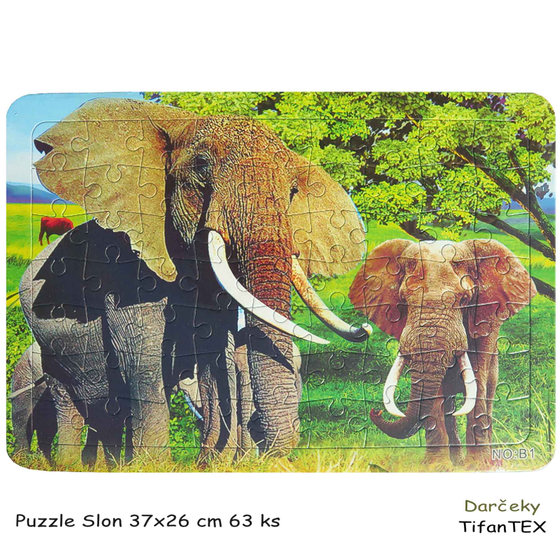 Puzzle Slon 37x26 cm 63 ks