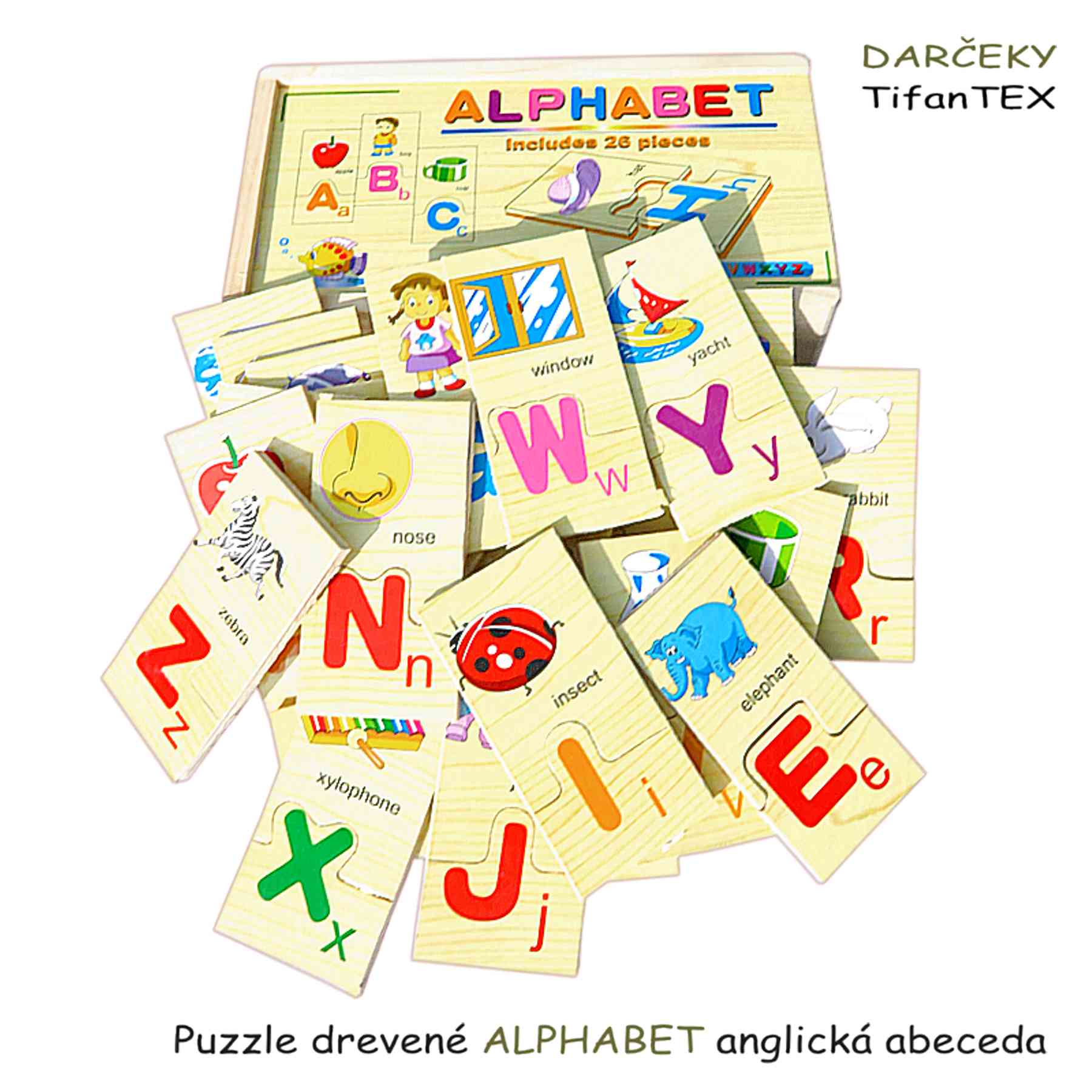Puzzle drevené ALPHABET anglická abeceda