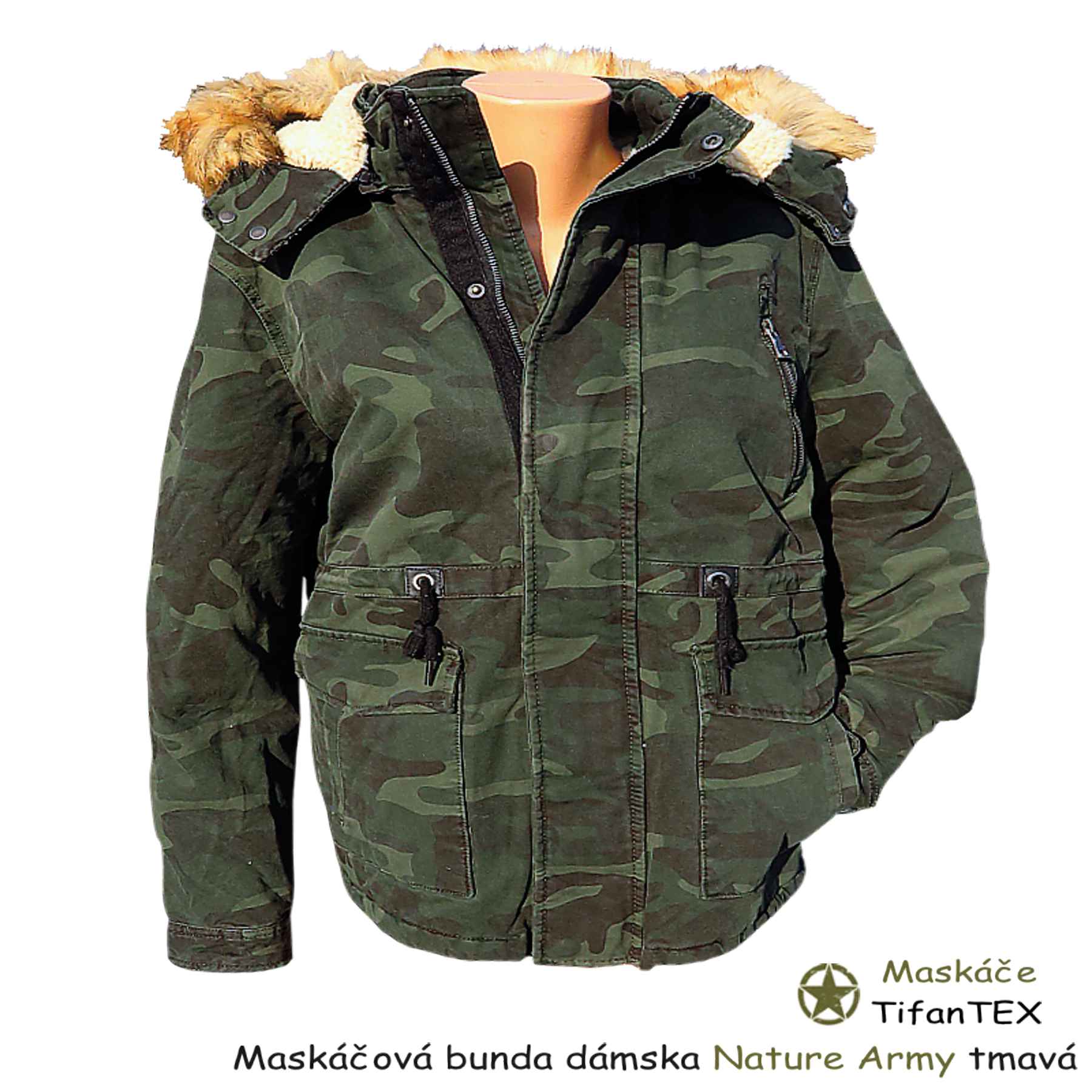 Maskáčová bunda dámska Nature Army tmavá