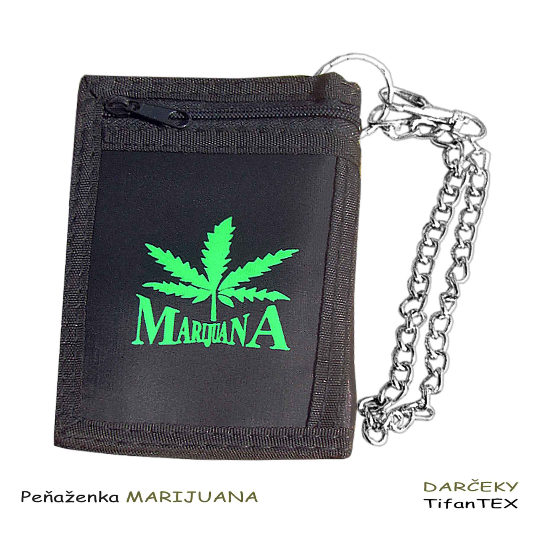 Nylonová čierna peňaženka Marijuana, veľkosklad Tifantex
