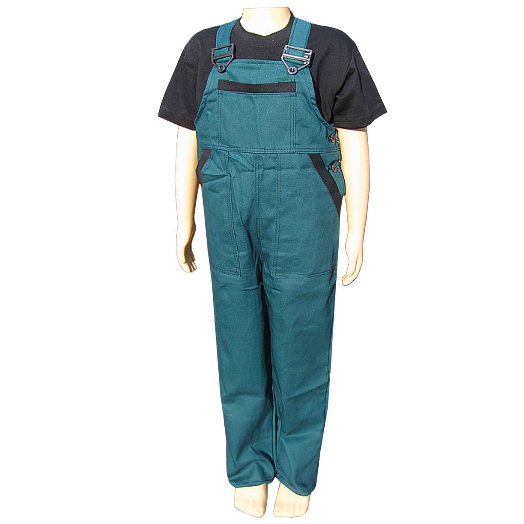 Monterky na traky detské NIKA zelenočierne 110 – 140, výroba pracovných odevov Tifantex