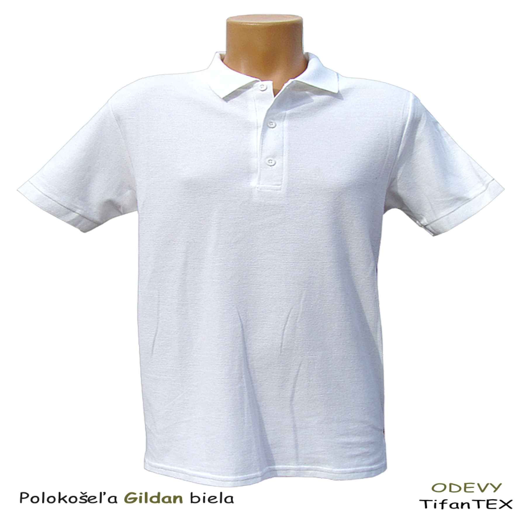 Bavlnená polokošeľa pánska Gildan biela, pracovné odevy Tifantex