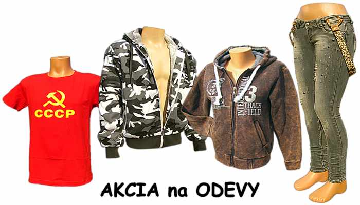 akcia na odevy, tifantex akcie, zľavnené maskáčové súpravy zlacnené maskáče, akcia na mikiny, lacné tričká, akciové nohavice