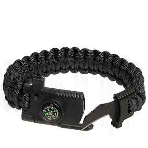 Paracord náramok s kompasom a nožom čierny