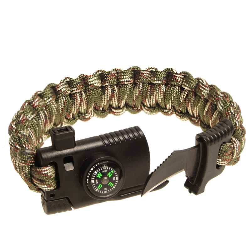 Paracord náramok s kompasom a nožom woodland