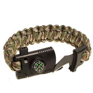 Paracord náramok s kompasom a nožom woodland