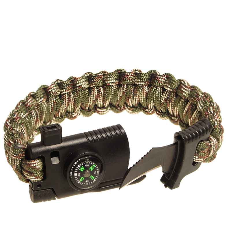 Paracord náramok s kompasom a nožom woodland