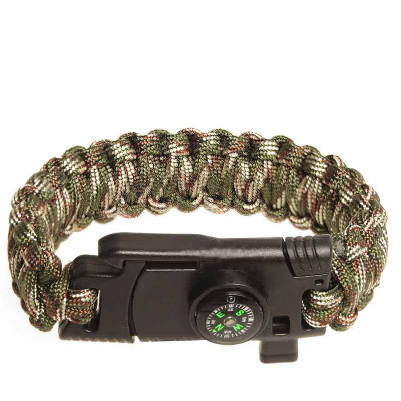 Paracord náramok s kompasom a nožom woodland