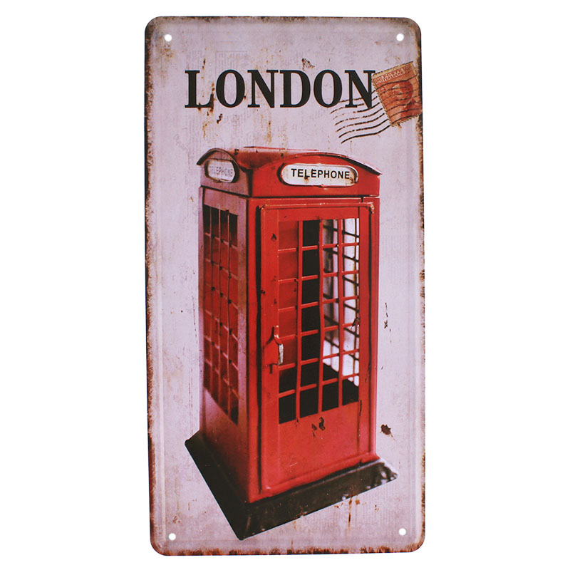 Tabula plechová Retro TELEPHONE London 15x30cm