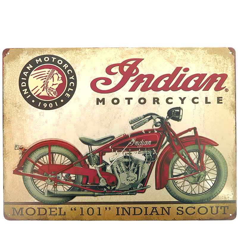 Tabuľa plechová Motorka Indian Model 101 40x30cm