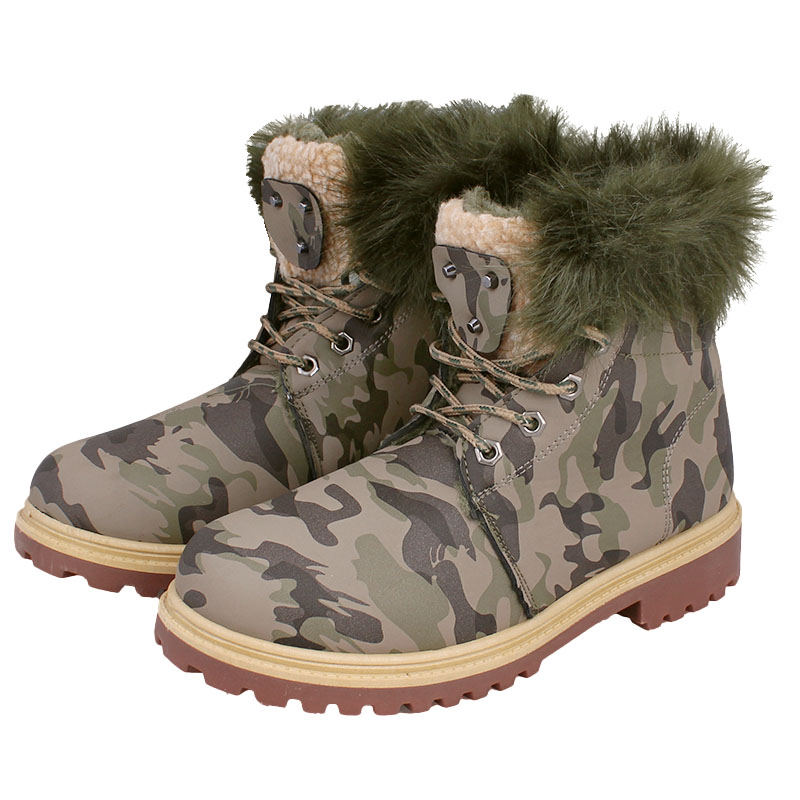 Dámske zimné topánky s kožušinou W37 camo