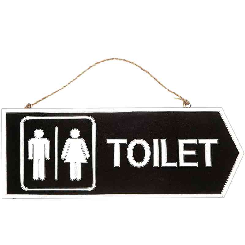 Drevená tabuľa TOILET čierna šípka