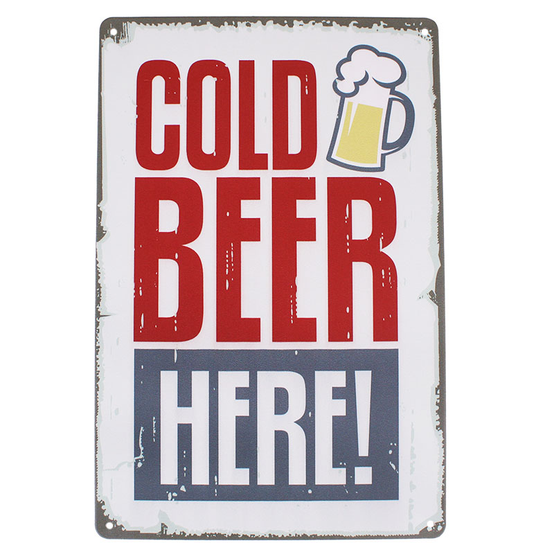 Tabuľa plechová Retro Cold Beer 20x30cm