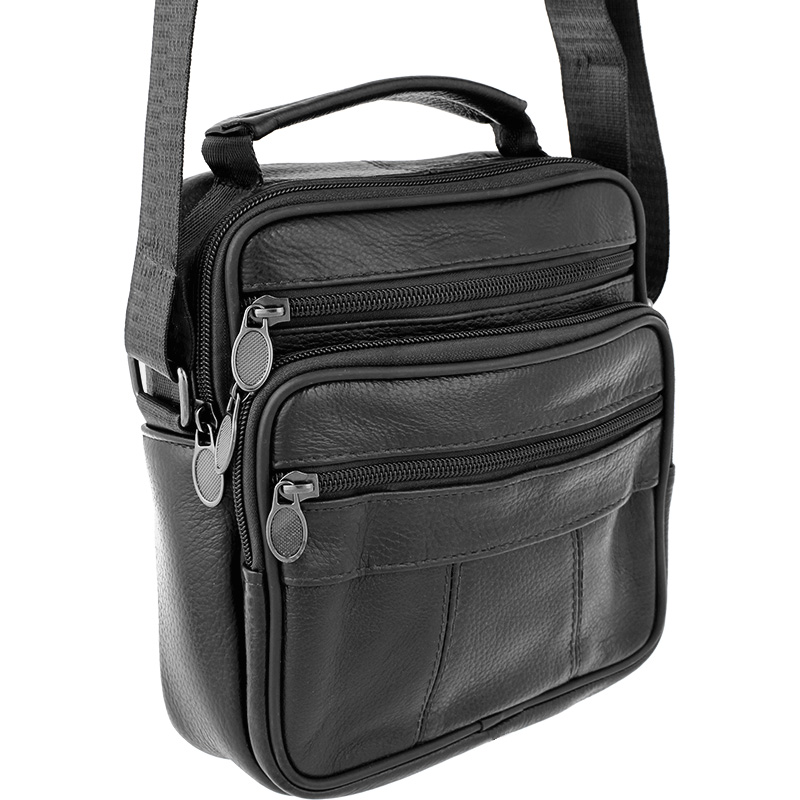 Pánska taška cez rameno kožená čierna 7648