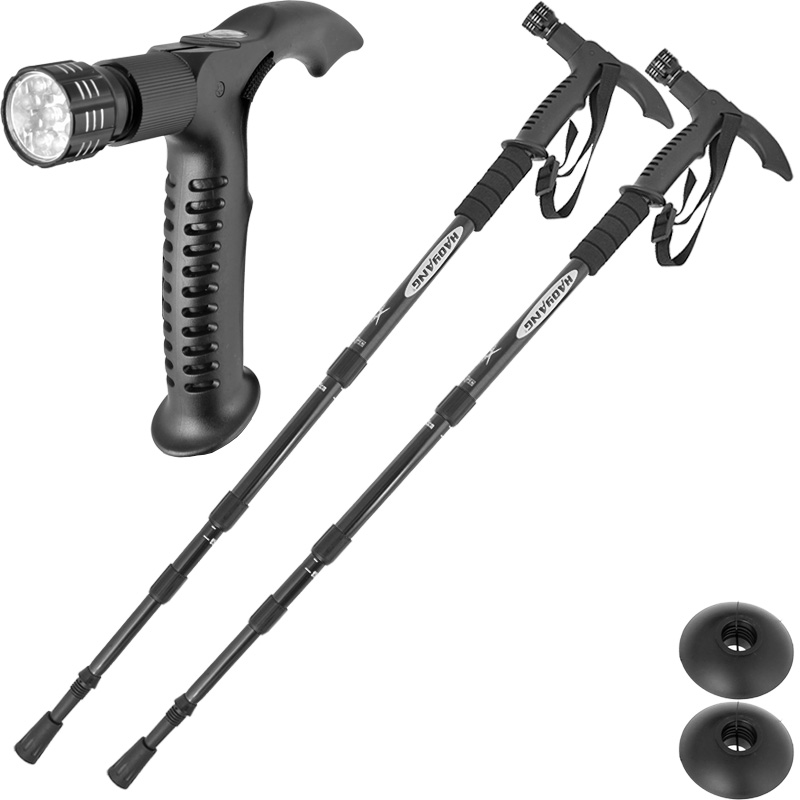 Turistické palice so svetlom čierne 2ks