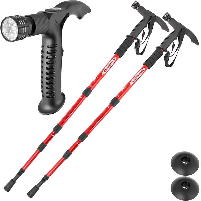 Turistické palice so svetlom červené 2ks