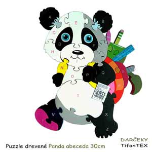 Drevené puzzle Panda abeceda