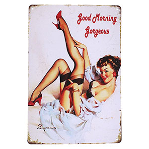 Plechová retro ceduľa Good Morning Gorgeous 20x30cm