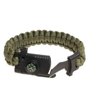 Paracord náramok s kompasom a nožom oliva