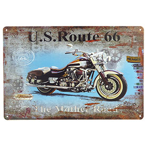 Retro tabuľa U.S.Route 66 Motorbike 30x20cm
