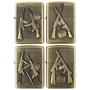 Benzínové zapaľovače 4ks Samopaly Airborne