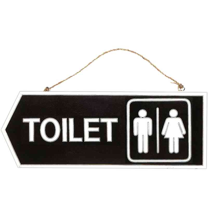 Drevená tabuľa TOILET čierna šípka