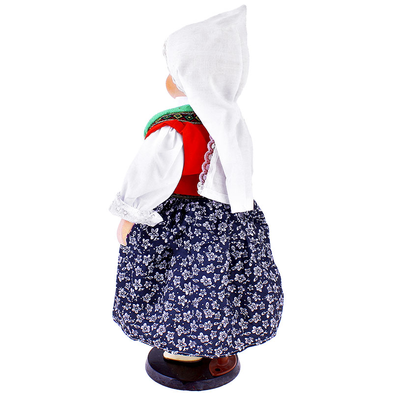 Porcelánová bábika v kroji s bielou šatkou 41cm