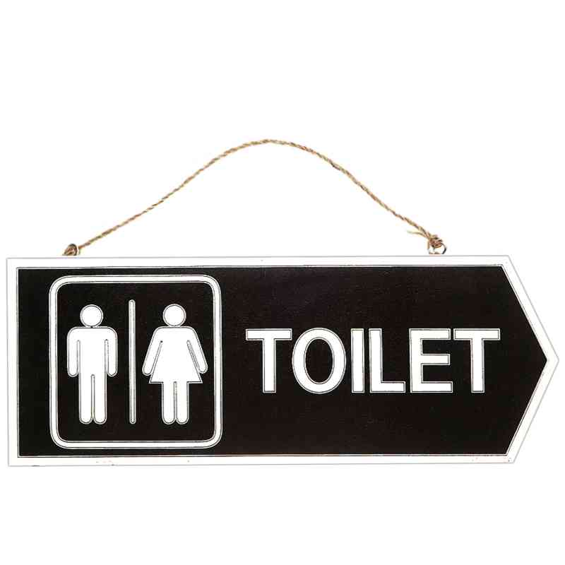 Drevená tabuľa TOILET čierna šípka
