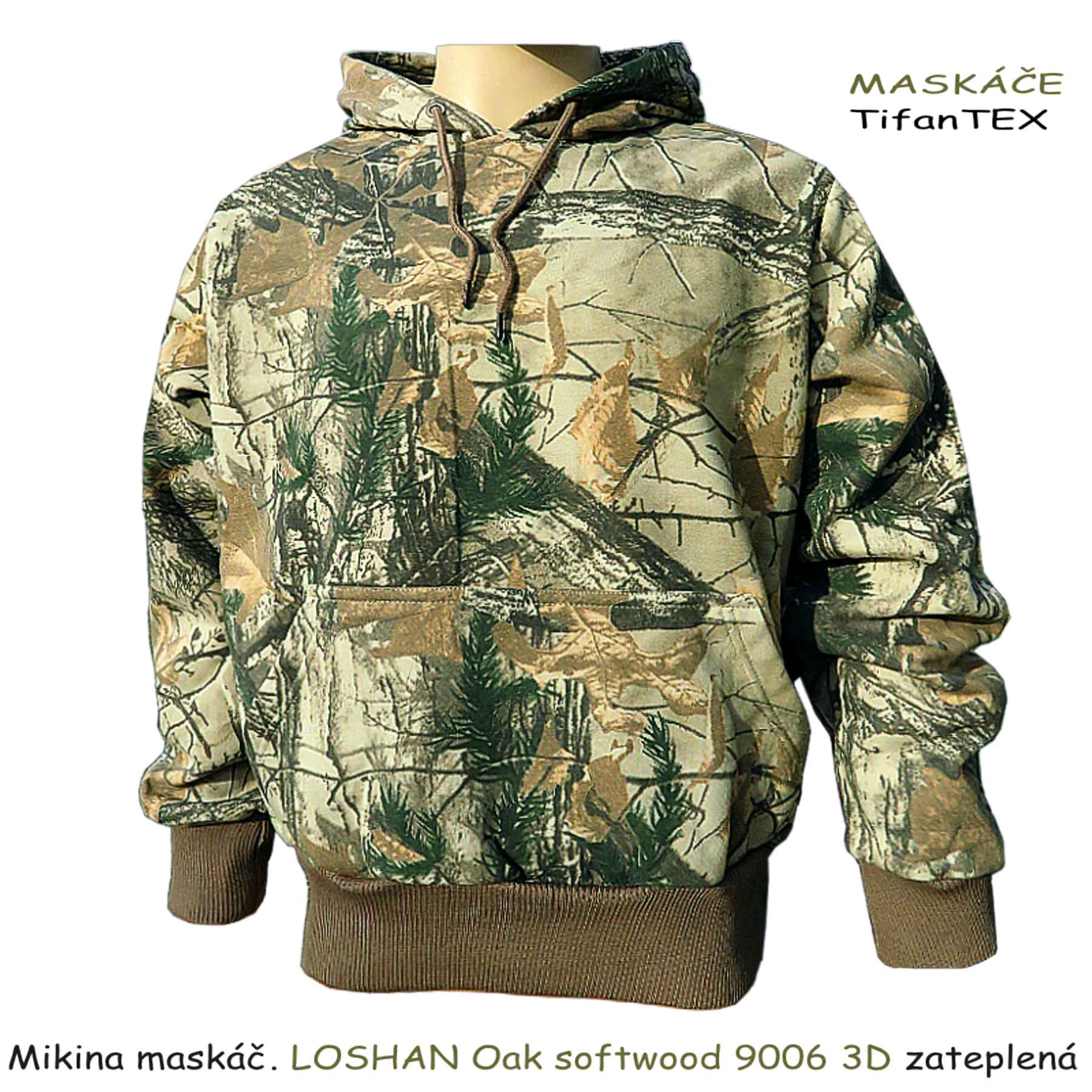 Mikina maskáčová LOSHAN Oak softwood zateplená