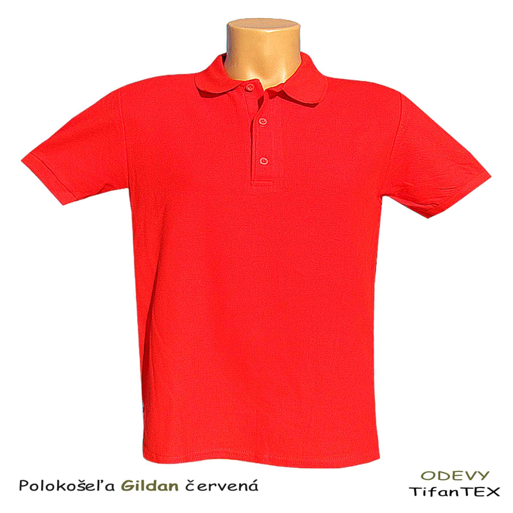 Bavlnené polokošeľa pánska Gildan červená, pracovné odevy Tifantex